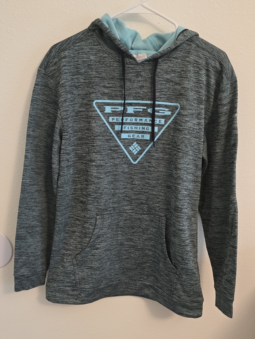 Columbia Gray Heather Hoodie with Light Blue PFG Logo